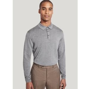 JACK VICTOR Men's Redfren Polo Shirt XL Grey Wool Silk Cashmere Sweater NWOT